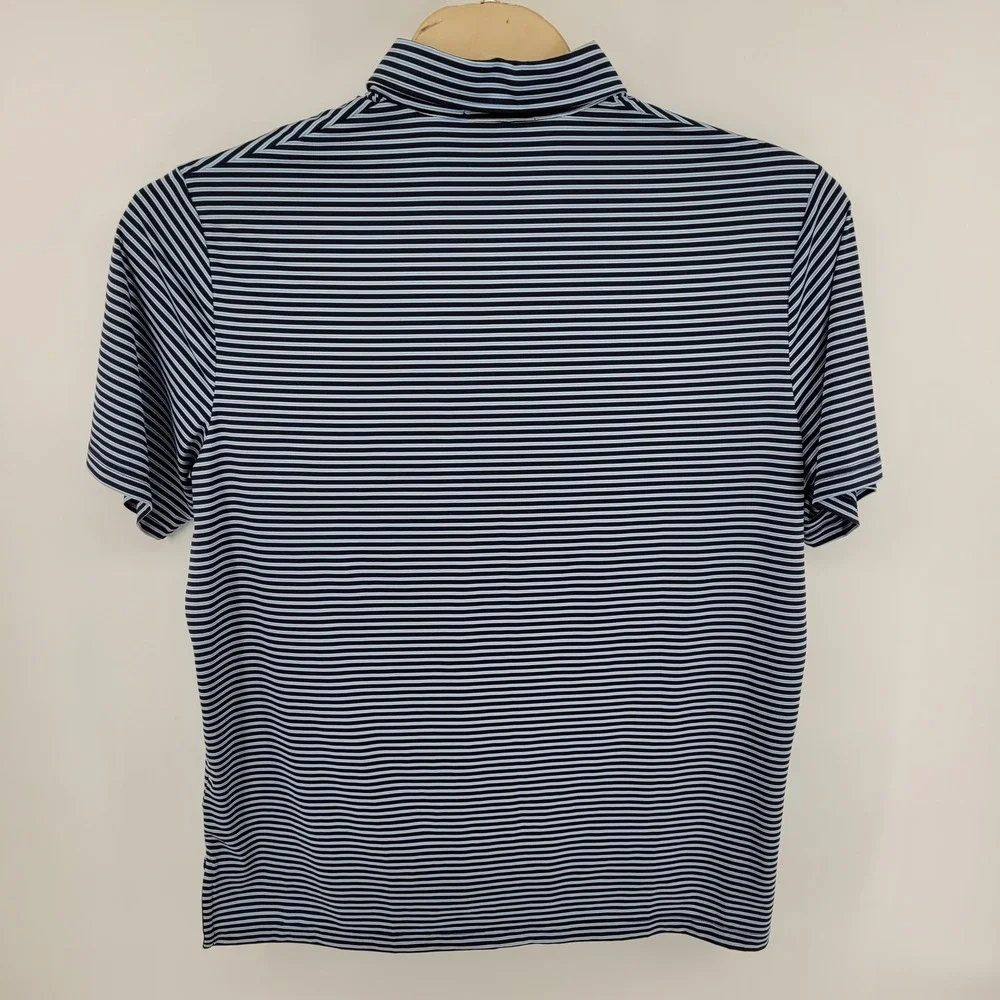 RLX‎ Ralph Lauren Polo Shirt Mens XL Stripe Navy Light Blue Golf Performance